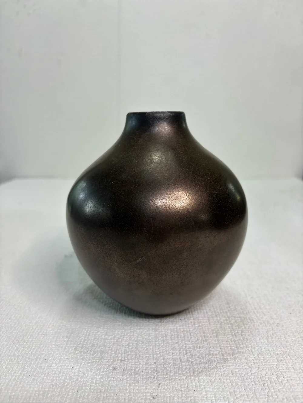 Crate&Barrel Matte Dark Brown Round Accent Vase